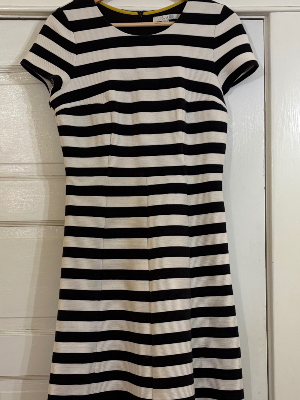 Boden Maggie Women's 4 Blue Striped Dress Ponte Knit Fit Flare Nautical Classic